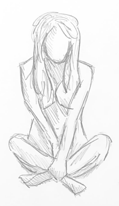 A quick sketch of a model sitting cross legged.